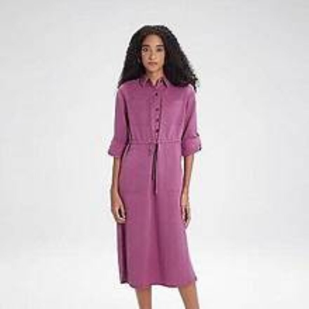 NWT Women's Long Sleeve Purple Midi Shirtdress - A New Day